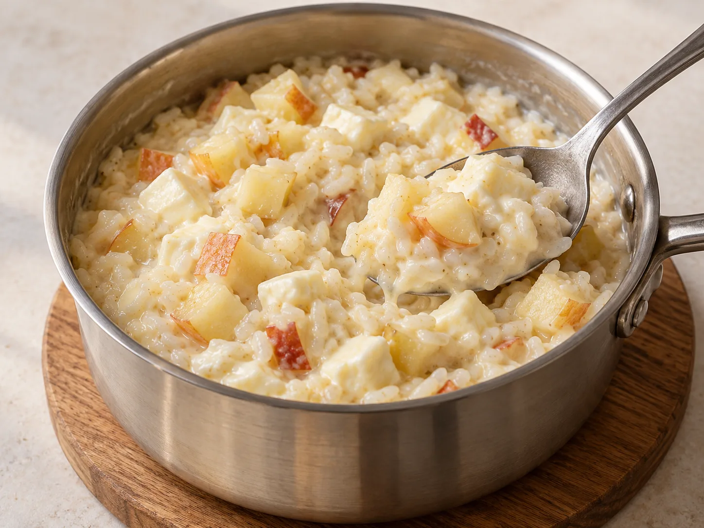 Arroz cremoso com maçã e queijo