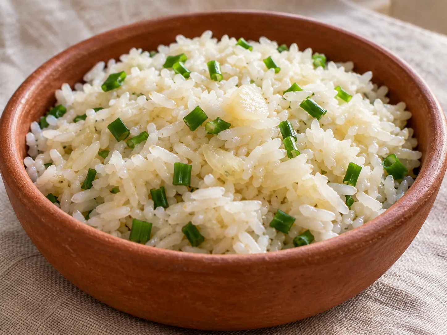 Arroz de coco com cebolinha