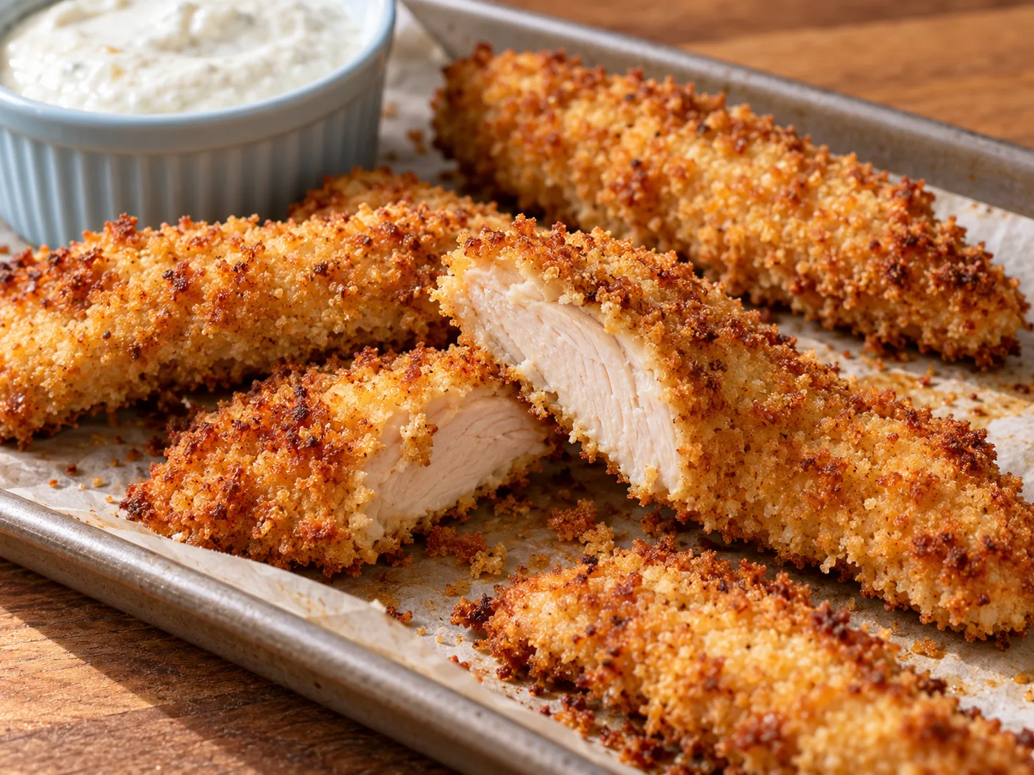 Frango crocante com molho de ricota