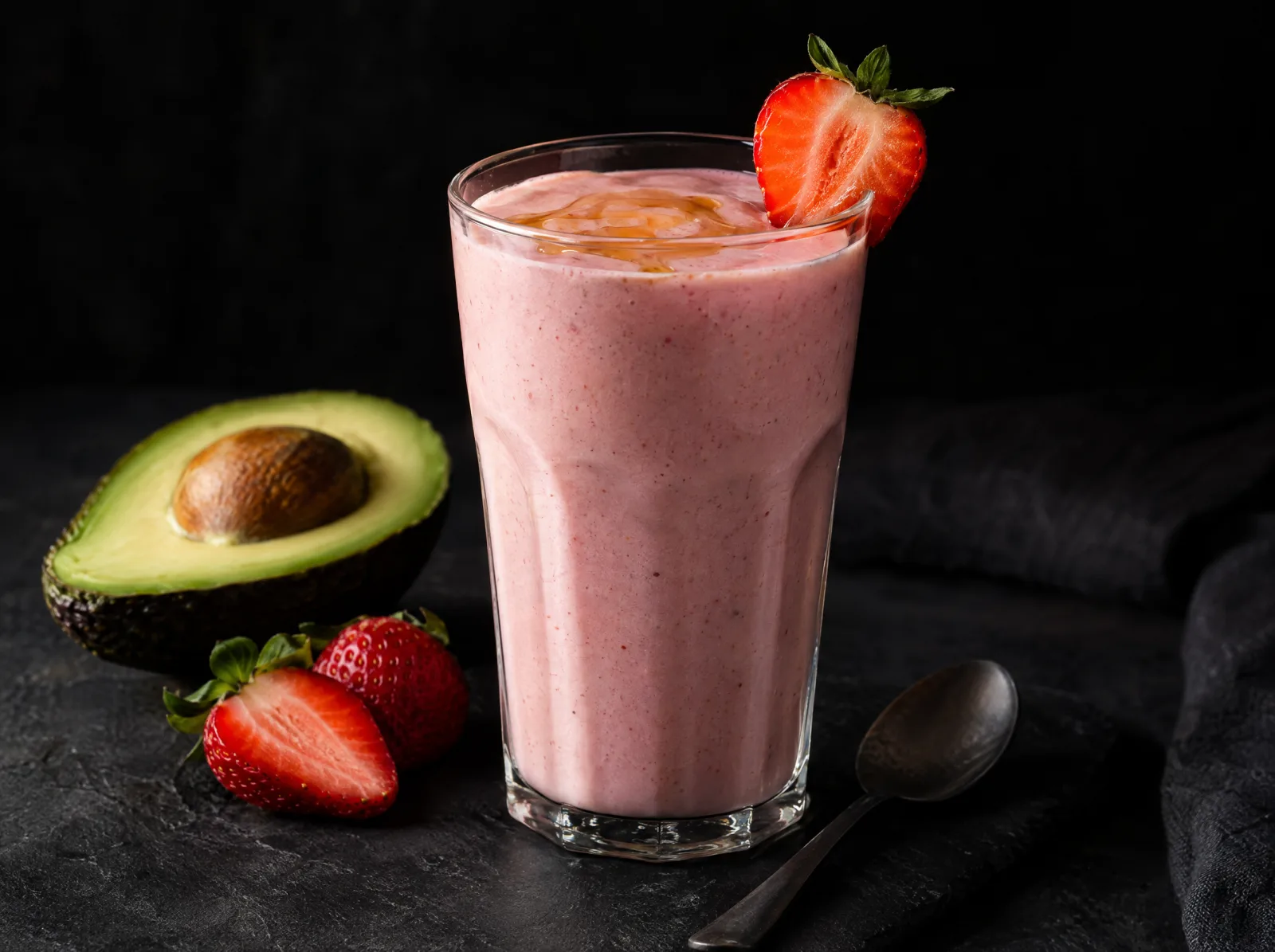 Iogurte batido de abacate com morango