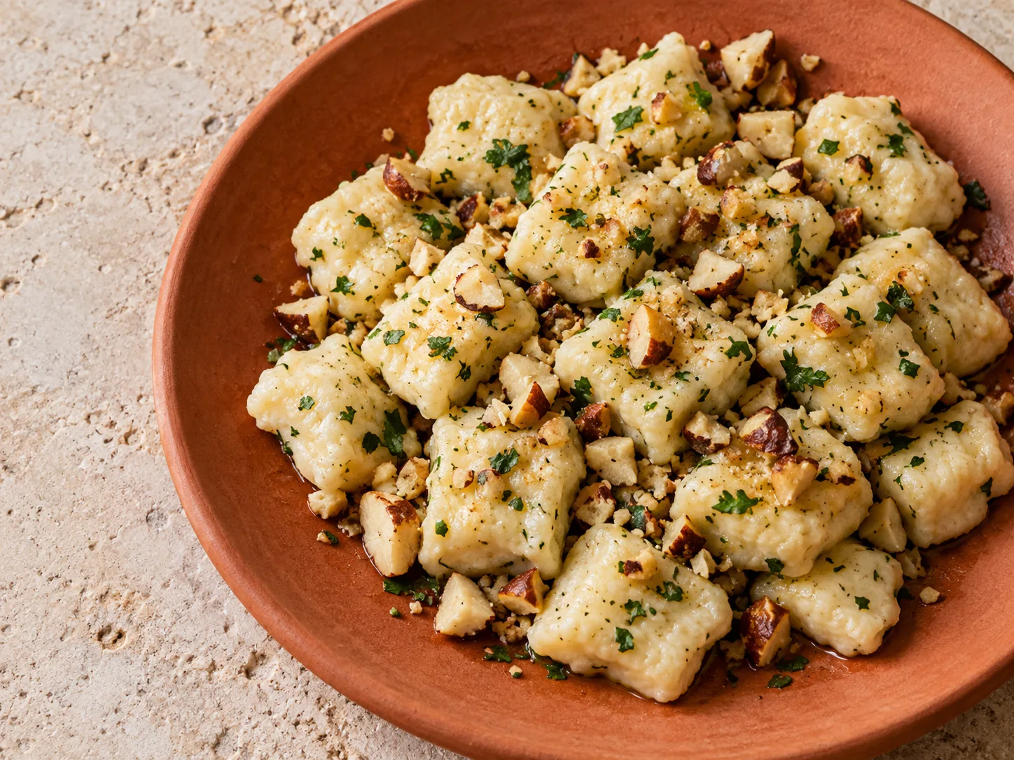 Nhoque de ricota com castanha-do-pará