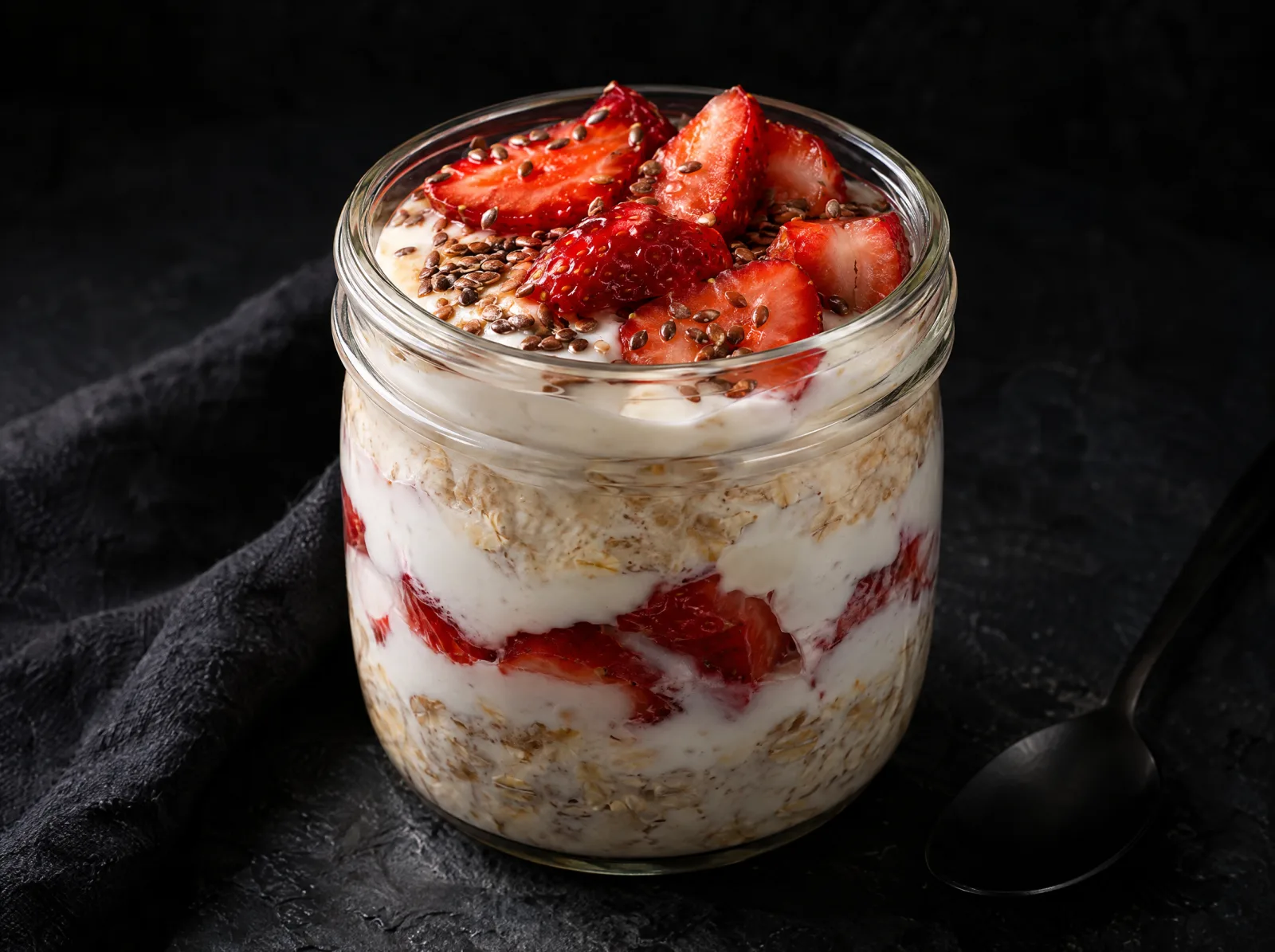 Overnight oats proteico de morango