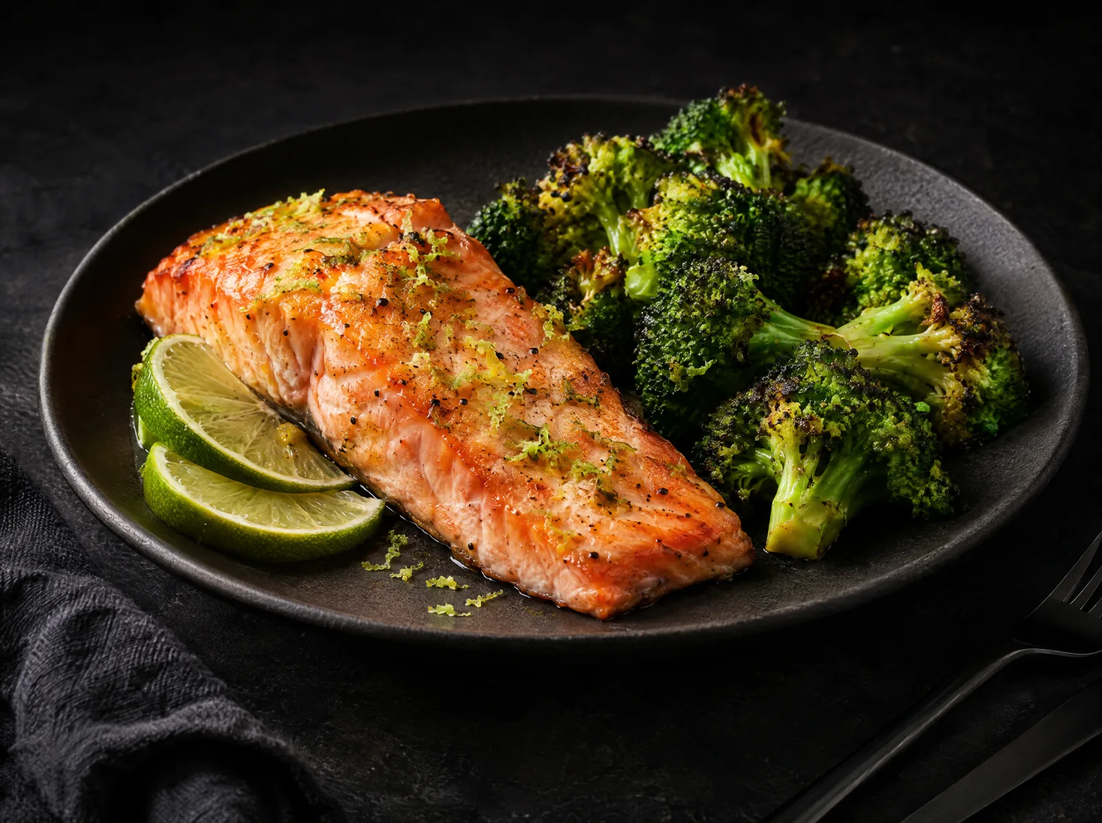 Salmão ao limão com brócolis
