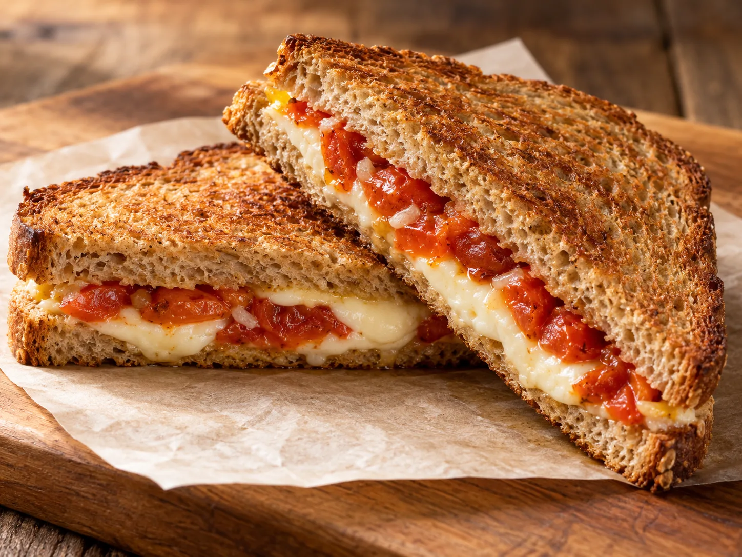 Sanduíche de queijo minas com tomate assado