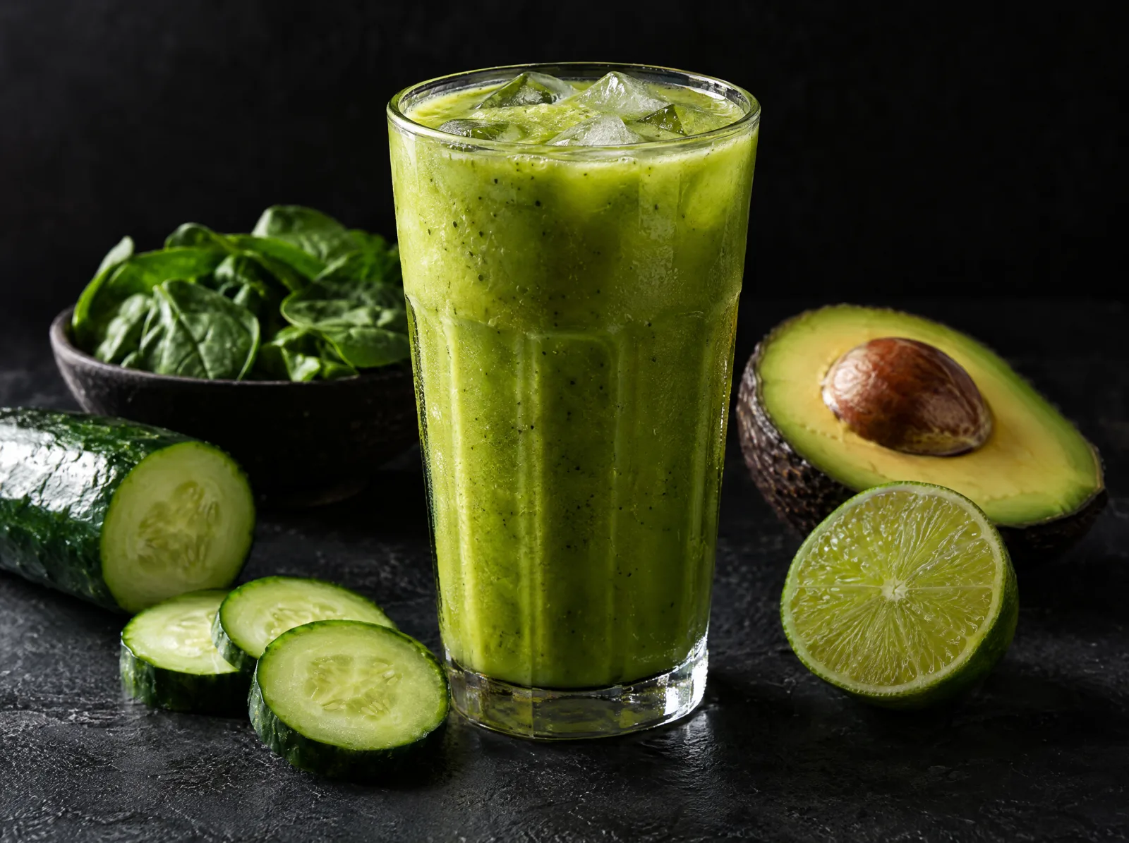 Suco verde de abacate com pepino e limão